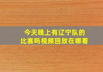 今天晚上有辽宁队的比赛吗视频回放在哪看