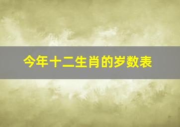 今年十二生肖的岁数表