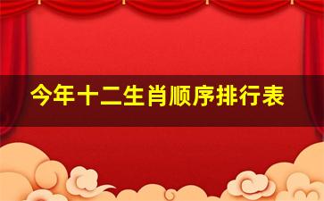 今年十二生肖顺序排行表