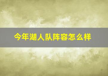 今年湖人队阵容怎么样