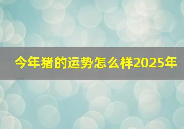 今年猪的运势怎么样2025年