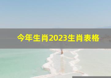 今年生肖2023生肖表格