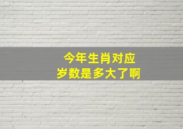 今年生肖对应岁数是多大了啊