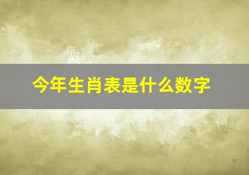 今年生肖表是什么数字