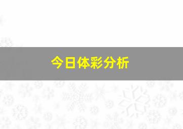 今日体彩分析