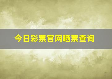 今日彩票官网晒票查询