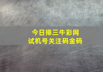 今日排三牛彩网试机号关注码金码