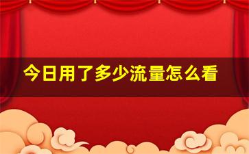 今日用了多少流量怎么看