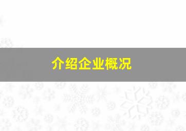 介绍企业概况