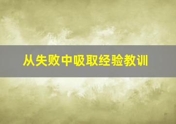 从失败中吸取经验教训