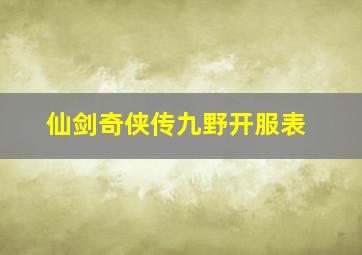 仙剑奇侠传九野开服表