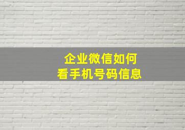 企业微信如何看手机号码信息