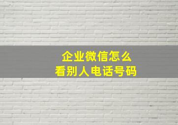 企业微信怎么看别人电话号码