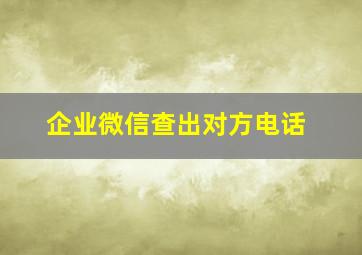 企业微信查出对方电话