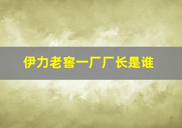 伊力老窖一厂厂长是谁