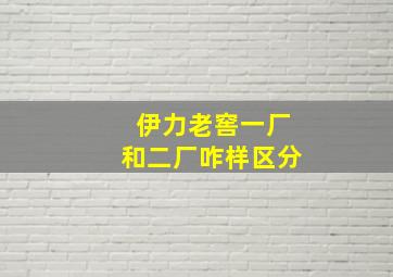 伊力老窖一厂和二厂咋样区分