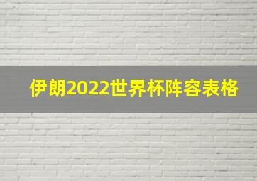 伊朗2022世界杯阵容表格