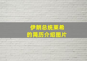 伊朗总统莱希的简历介绍图片