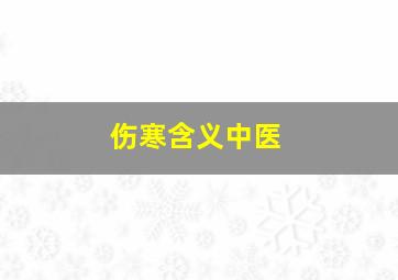 伤寒含义中医