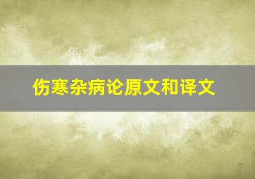 伤寒杂病论原文和译文