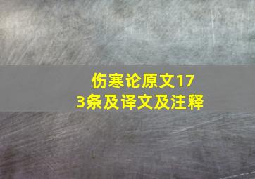 伤寒论原文173条及译文及注释