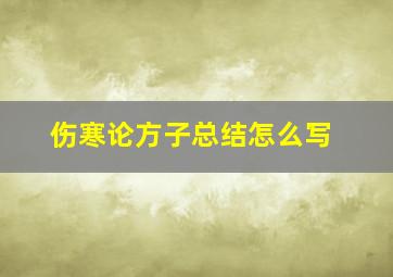 伤寒论方子总结怎么写