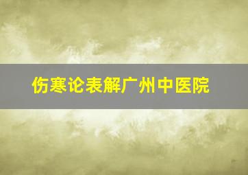 伤寒论表解广州中医院