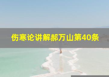 伤寒论讲解郝万山第40条