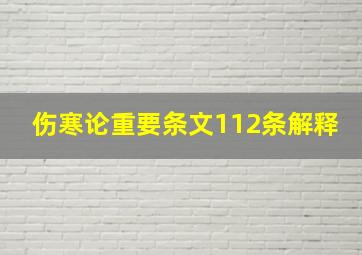 伤寒论重要条文112条解释