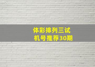 体彩排列三试机号推荐30期