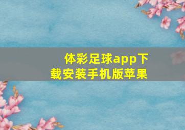 体彩足球app下载安装手机版苹果