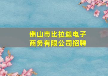 佛山市比拉迦电子商务有限公司招聘