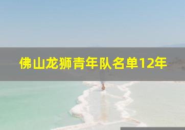 佛山龙狮青年队名单12年