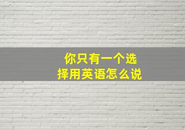 你只有一个选择用英语怎么说