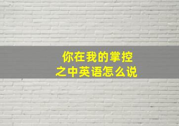 你在我的掌控之中英语怎么说