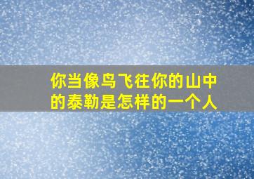 你当像鸟飞往你的山中的泰勒是怎样的一个人