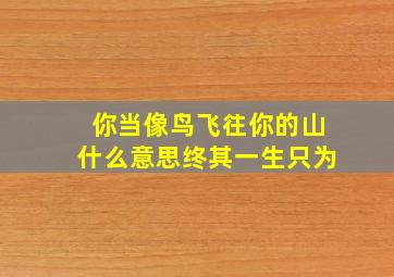 你当像鸟飞往你的山什么意思终其一生只为