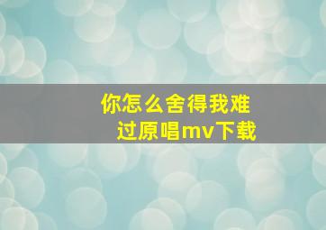 你怎么舍得我难过原唱mv下载