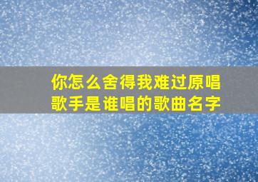 你怎么舍得我难过原唱歌手是谁唱的歌曲名字