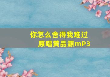 你怎么舍得我难过原唱黄品源mP3