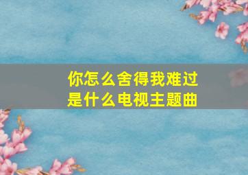 你怎么舍得我难过是什么电视主题曲