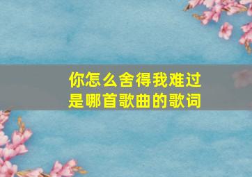 你怎么舍得我难过是哪首歌曲的歌词