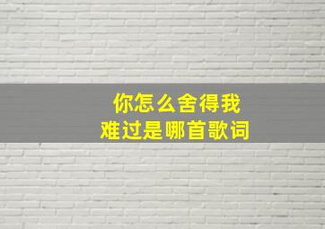 你怎么舍得我难过是哪首歌词