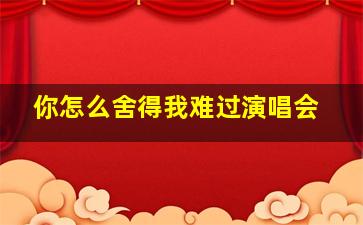 你怎么舍得我难过演唱会