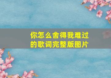 你怎么舍得我难过的歌词完整版图片