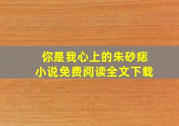 你是我心上的朱砂痣小说免费阅读全文下载