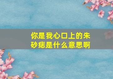 你是我心口上的朱砂痣是什么意思啊