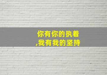 你有你的执着,我有我的坚持