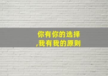 你有你的选择,我有我的原则