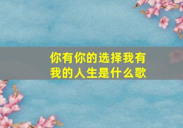 你有你的选择我有我的人生是什么歌